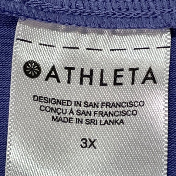 ATHLETA "Essence Away From Body" Short Sleeve V-Neck Split Back Tee, Blue - 3X - Picture 7 of 10